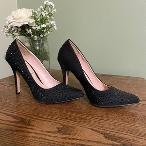 Charming Charlie Rhinestone Black Heels